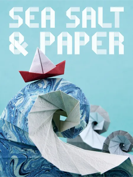 An origami boat sailing on a calm, paper-like sea.